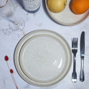 KEEHA CÉRAMIQUE – ASSIETTE À DESSERT  – BLANC CRISTALLIN